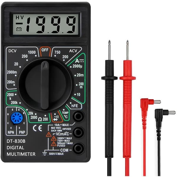 Multifunktionel Bærbar Multimeter til Fejlfinding af Biludstyr, Digital Multimeter med Isolerede Skridsikre Testledninger Kompakt Design Og