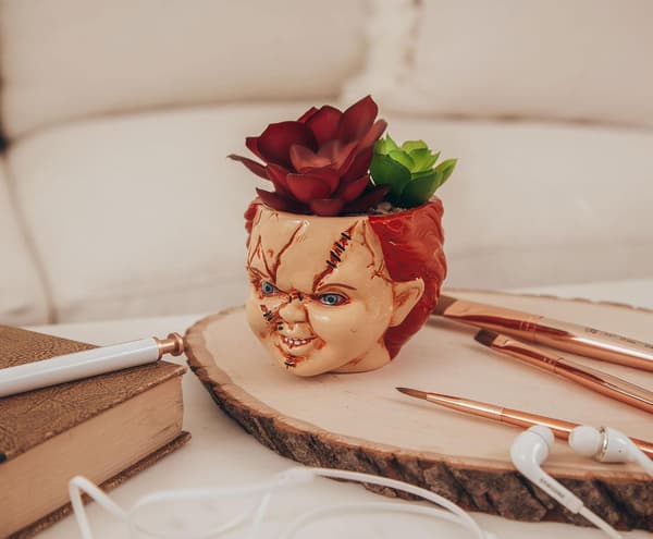 Børnelegetøj Chucky 10 cm Keramisk Miniurtepotte med Kunstige Sukkulenter