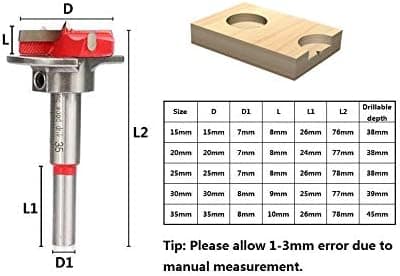 Drill Bits for Concealed Hinge Jig Kit, Woodworking Tool with High-Quality Engineering Plastic, Carbide Alloy for Cabinet Door Installation