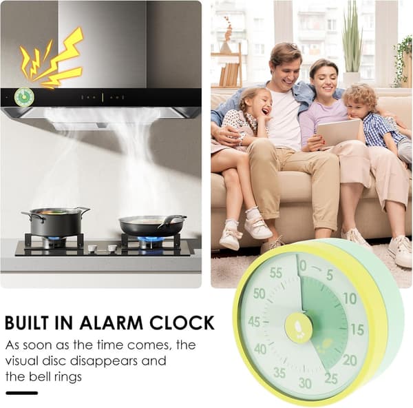 Visuell Timer 60 Minutter, Mekanisk Visuell Timer med Magnetisk Bakside og Stativ, Batteri Ikke Nødvendig, for Klasserom og Ba