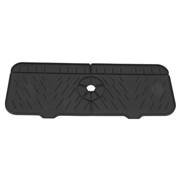 Silicone Dish Mat Washable Reusable Water Absorbent Countertop Protector for Kitchen Bathroom RV Black
