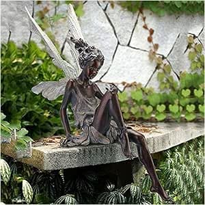 Sittende Hagefe-statue, 14 cm Utendørs Hagefe-statue Ornament, Engleskulptur Realistisk Figur Dekorasjon[JUN]