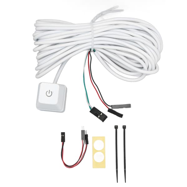 PC Power Switch White Mechanical Button Blue Switch Backlit Plug and Play PC Power Button for Desktop Office Gaming Green Light 2m Cable