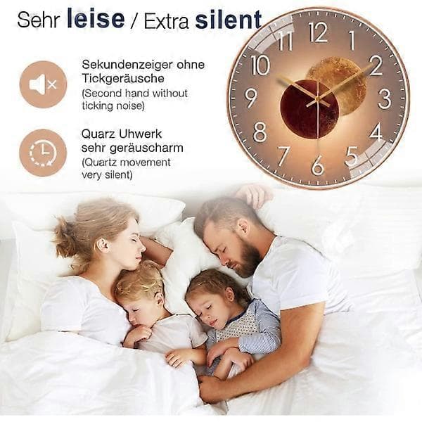 30 cm Modern Silent Quartz Wall Clock No Ticking Sound Kitchen Clock (Gold)