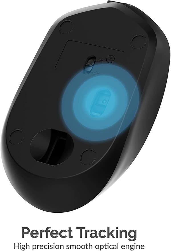 Silent Wireless Mouse, Ergonomically Designed for Low Power Consumption and Plug and Play Functionality (Black)