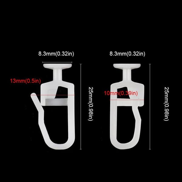 50 Pieces Plastic Curtain Hooks, White Curtain Track Gliders, Length 25mm, Inner Rail, Suitable for Doors, Windows and Shower Curtains