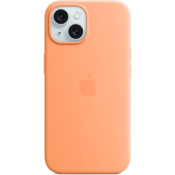 Silikonecover med MagSafe til iPhone 15 Plus, sorbetorange iPhone 15 Plus
