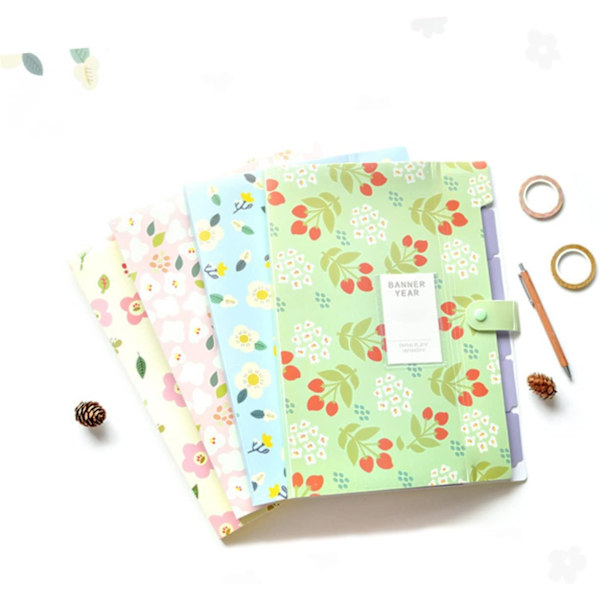 A4 Document Folder with 8 Pockets, Waterproof Document Folder, Floral Pattern Expanding File Organizer, for School and Home Yellow