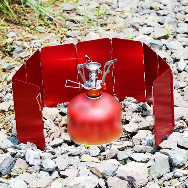 8-Plate Folding Stove Windshield Outdoor Camping Accessories Cooking Gas Windbreak (Red)