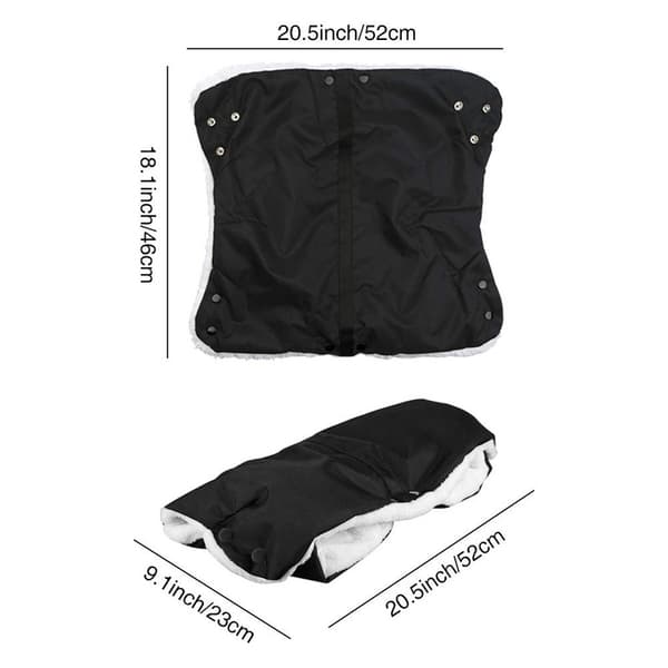 Waterproof Stroller Mittens Winter, Stroller Hand Warmer, Stroller Gloves with Waterproof Fur, Black