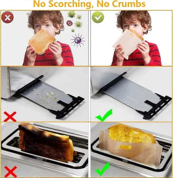 20 Non-stick Toastposer, Gjenbrukbare Glutenfrie Toastposer