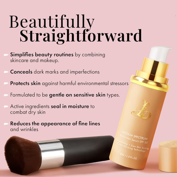 Suitable for 4-in-1 Color Changing Foundation with SPF 50+, Medium Spectrum Foundation Makeup, Full Coverage and Long-lasting