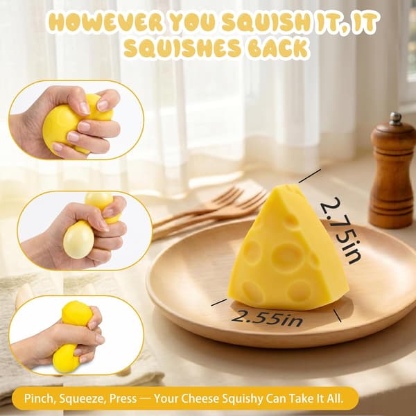 Small Cheese Squishy, Soft and Fast Rebound, Non-Sticky Stress Relief Toy Square