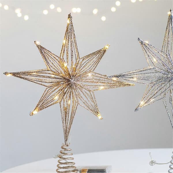 Christmas Tree Topper Star LED Light Home Christmas Decorations for Tree Ornaments Eight-pointed Star