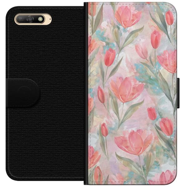 Compatible Wallet Case for Huawei Y6 (2018) Tulips in Bloom