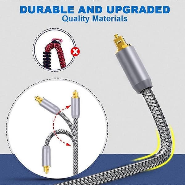 15m Toslink Gold Plated Optical Cable Digital Optical Audio Cable Strain Relief Fiber Optic Line