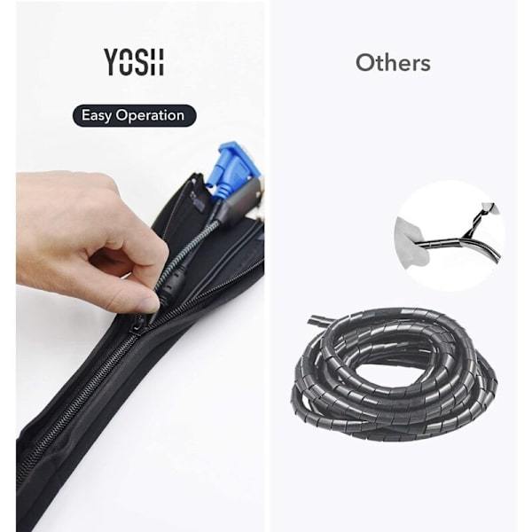Cable Protector, Cable Duct [Set of 4, 1050cm] Cable Management for Office, Cable Collector, Computer Cable Casing, Flexible Cable Organizer for TV, Computer and Audio