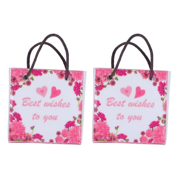 Mini Gift Bags Simulation 1/12 Scaled Letter Flower Pattern Miniature Gift Bag with Handle for Dollhouse 2pcs M