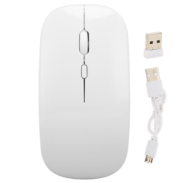 Trådløs USB Genopladelig Lydløs Mus til Computer Arbejde Studier Fritid Hvid