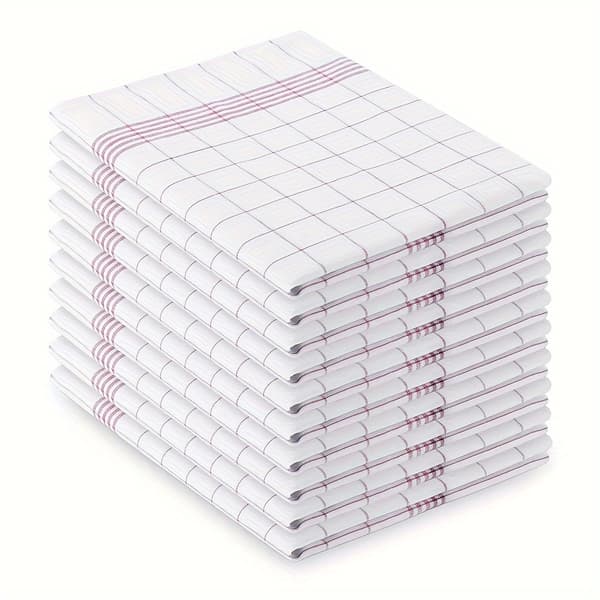 6 stk. Klassiske ternede viskestykker skuresvamp [DB] Rød Red 6pcs