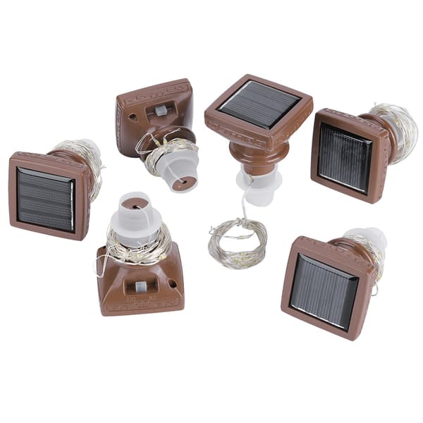 6-pack 20 LED Solar String Lights Waterproof Wine Bottle Cork Lamp Wedding Party Decoration