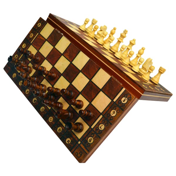 3-i-1 Trä Schackspel Bärbar Schackset Schack Backgammon Damspel för inomhus Trä Schackspel