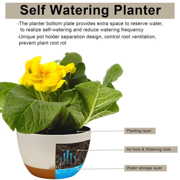 Hanging Planter for Indoor Plants, Self-Watering Pot with Automatic Watering Design and Removable Tray, Breathable Design Durable Plastic