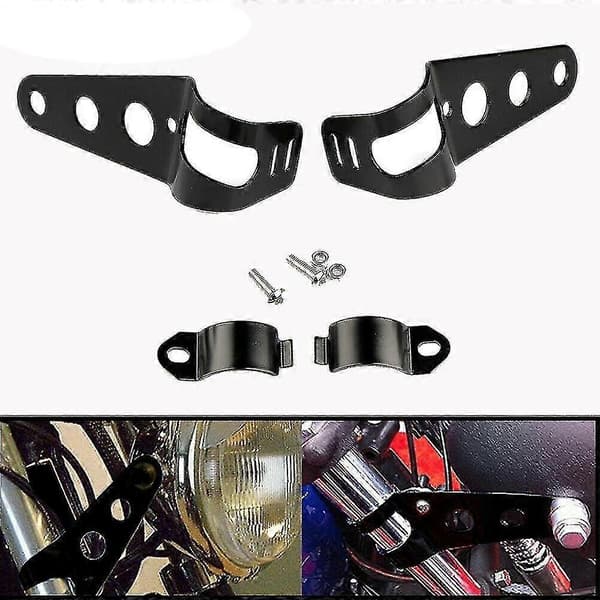 Motorcycle Cafe Racer Bobber 6.5 Inch LED Headlight Spiral White Side Mount Bracket