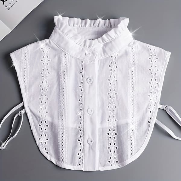 Stilfuld og elegant plisseret krave til dametrøjer til efterår, vinter og forår med flæse og ståhals [DB] Wh White 85-140 Catties