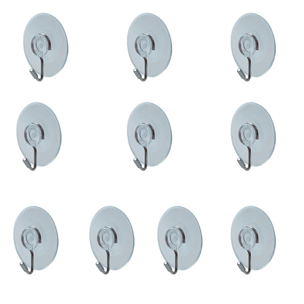 12-pack wall hooks with suction cup - Transparent self-adhesive suction cup hooks