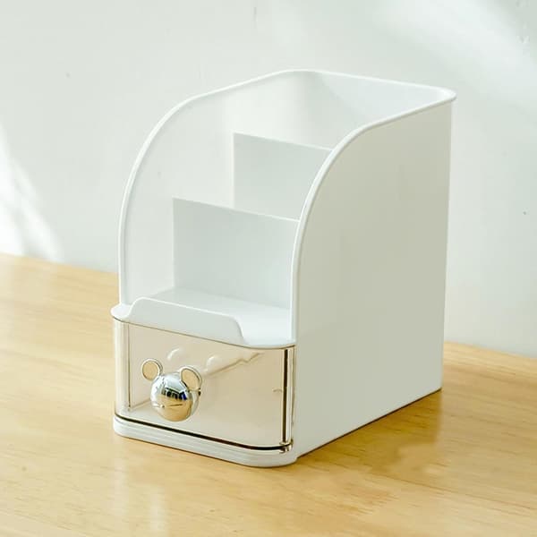 Generico Vanity Storage, skrivbordspennställ, vit multifunktionell skrivbordsförvaringslåda för hudvård, lotioner, läppstift, penna, De[DB]