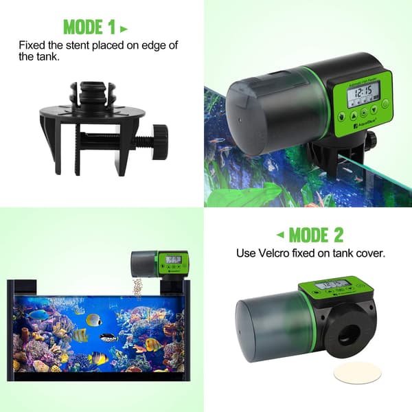Automatic Fish Feeder for Aquarium, Adjustable Food Dispensing, Large Capacity, Moisture-Proof Container for Flakes, Pellets, Crumbs, Programmable Feeding