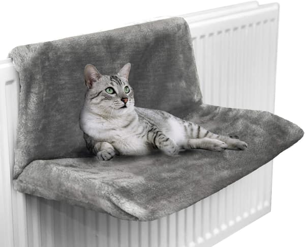 Varm og hyggelig radiator seng til kat og hund (grå)