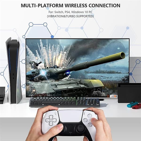 R100 PRO USB-mottaker trådløs adapter spillkontrollerkonverter for PS4 PS5 Xbox Series Switch-kontroller Bluetooth-adapter