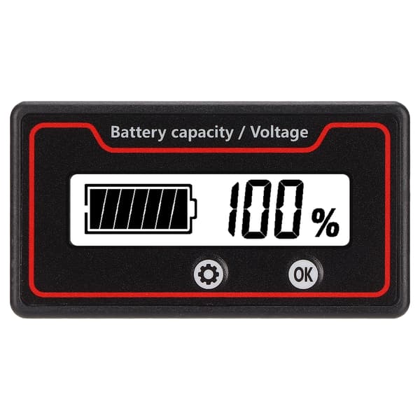 Smart batterispændingsmåler LCD-skærm med lysalarm - 12-84V batterikapacitetsmåler til elektriske køretøjer