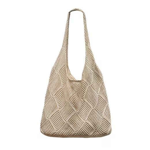 Women's Beach Bag Knitted Mesh Bag 39x61 cm, Beach Bag - Boho Shoulder Bag