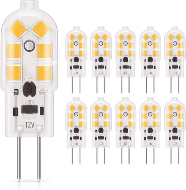 G4 LED Bulb, Warm White 3000K Halogen Lamp Replacement, Non-Dimmable AC DC 12 Volt For Chandelier Range Hood Desk Floor Lamp Ceiling Lamp