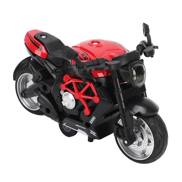 Alloy Motorcycle Model, High Simulation, Cool Sound, Light, Pull-Back Motorcycle Toy for Kids, Red