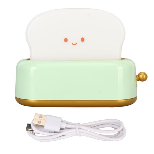 Toaster Lamp Bread Shape Night Light USB Rechargeable Adjustable Warm Light Small Bedroom Table Lamp Green