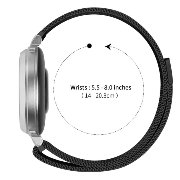 Milanesisk rem i rustfrit stål kompatibel med Garmin Lily 2 - Flere farver Sort