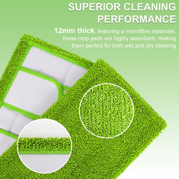 4-pack återanvändbara moppdynor för Flash Speedmop, mopphuvuden ersättningsmoppdynor, enkel rengöring, maskintvättbar (grön)