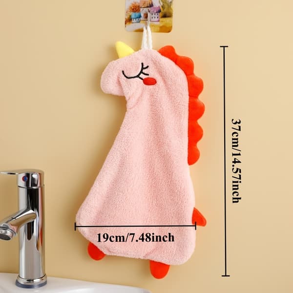 Den søde håndklædetørrer med dinosaur-tegneseriemønster kan hænges op med superabsorberende koralfleece Den maskinvaskbare mikrofiber Multif[YJD] Light Blue