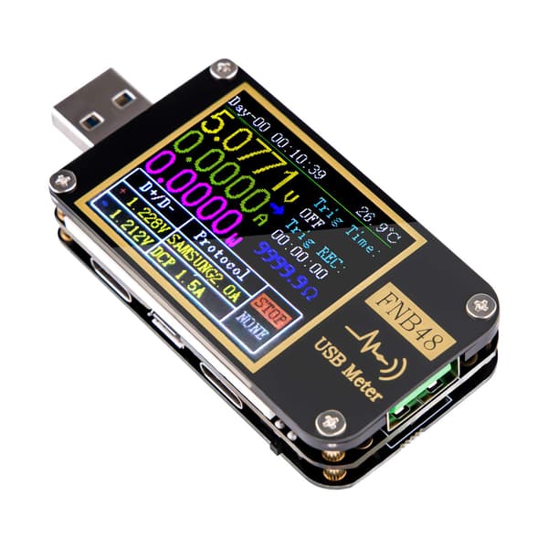 USB-tester, PD-trigger voltmeter USB 3.0 spennings- og strømtester DC 4-24V 6.5A USB C multimeter PPS hurtigladeprotokoll, QC2.0 3.0 FNB48