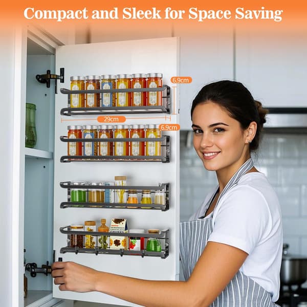 Pieces Spice Rack for Kitchen, Metal Spice Rack for Wall without Drilling, Perfect for Kitchen Storage and Organization
