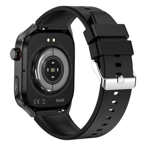 Smartwatch med EKG, puls, blodtryk, søvn, skridttæller Sort
