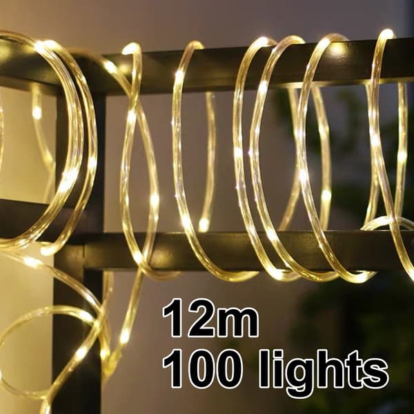 Flexible Solar String Lights for Landscape Lighting, Energy-Saving LED String Lights with 8 Lighting Modes, Waterproof Solar Powered Lights for the Garden