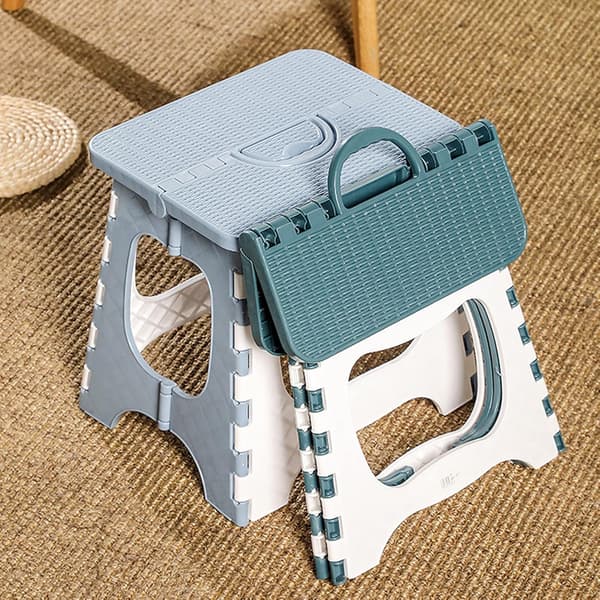 Foldable Stool Compact Plastic Foldable Step Stool Holds Up To 136 kg, 30 cm, Non-slip (Blue) 1 PC-large