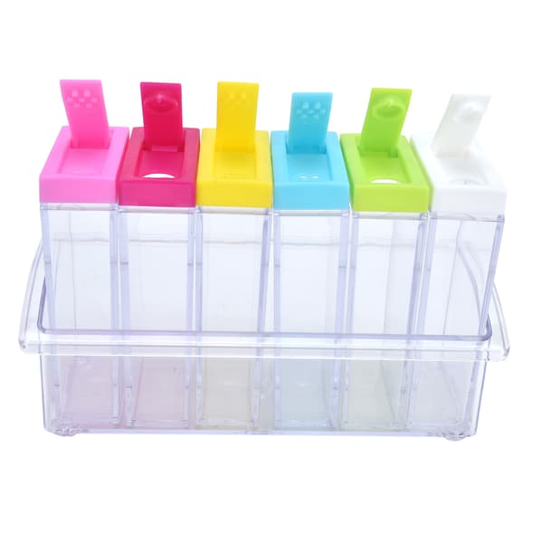 Spice Box Six-Piece Food Grade ABS Salt Spice Jar Storage Box Kitchen Utensils