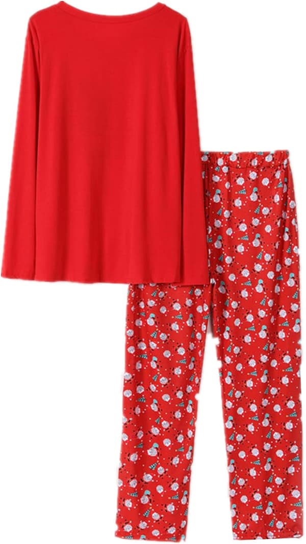 Julepyjamas Lang Bomull Pyjamas Vinter Langermet Sovetopp med Langbukser Sett