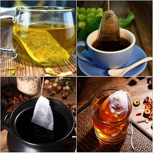 200 Drawstring Tea Bags - White - 7 x 9 cm, 9 cm